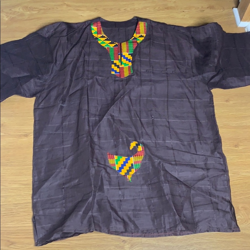 African Top colorful and Brown Size XXL